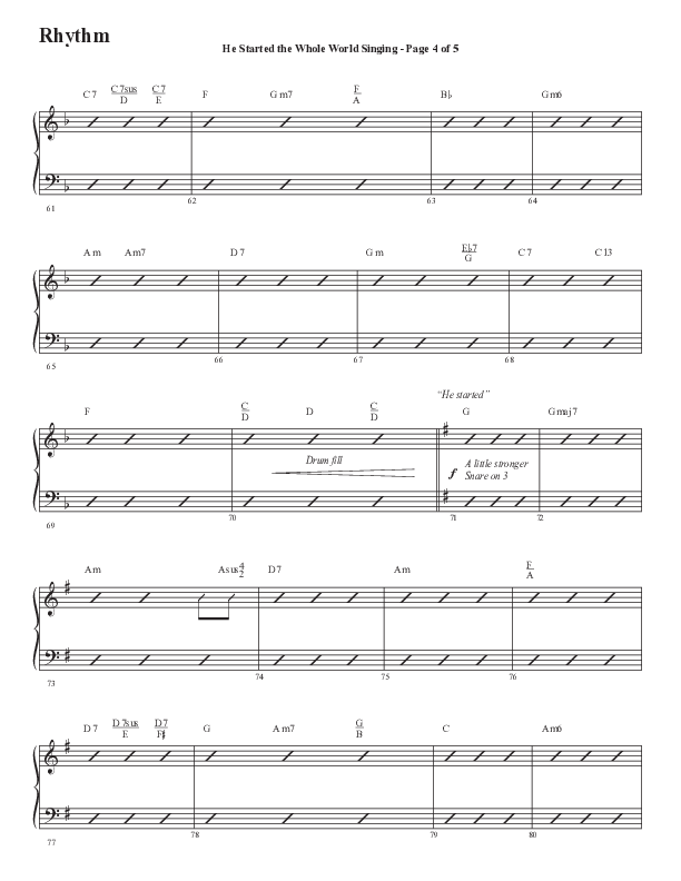 He Started The Whole World Singing (Choral Anthem SATB) Rhythm Chart (Word Music Choral / Arr. Marty Parks)