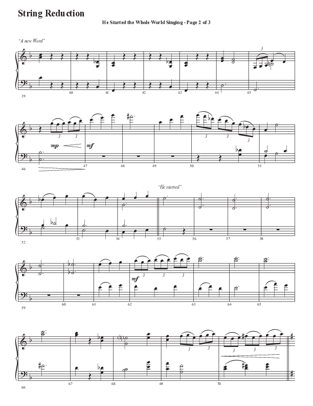 He Started The Whole World Singing (Choral Anthem SATB) String Reduction (Word Music Choral / Arr. Marty Parks)