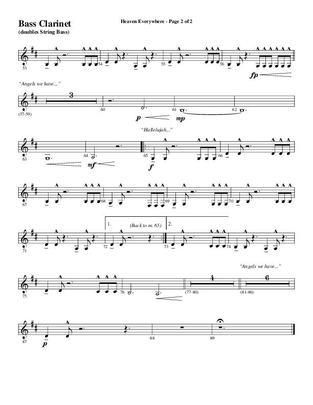 Heaven Everywhere (Choral Anthem SATB) Bass Clarinet (Word Music Choral / Arr. Cliff Duren)