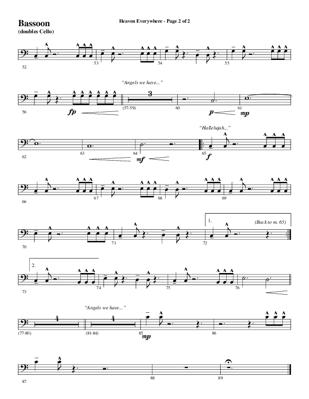 Heaven Everywhere (Choral Anthem SATB) Bassoon (Word Music Choral / Arr. Cliff Duren)