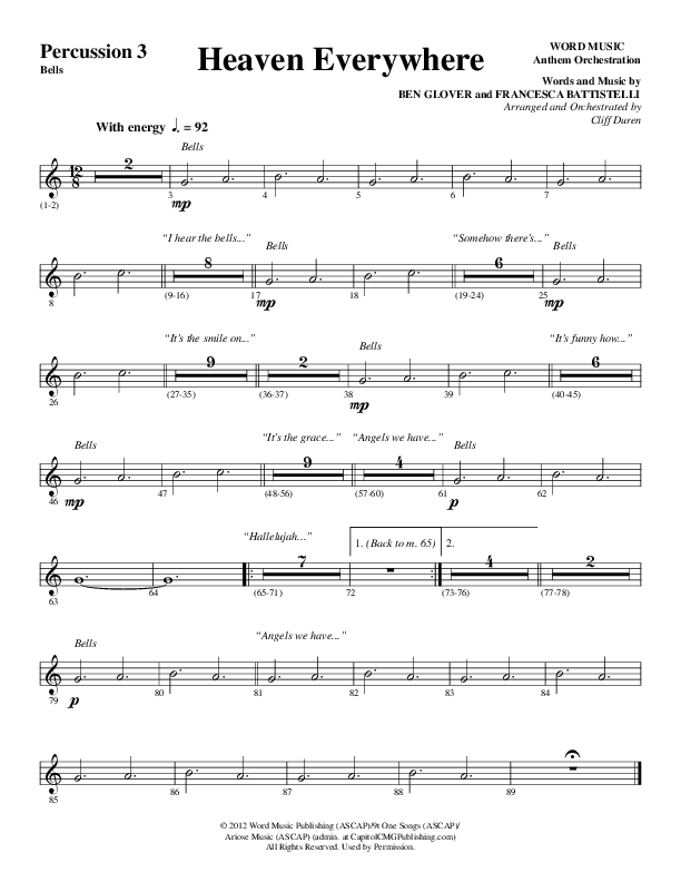 Heaven Everywhere (Choral Anthem SATB) Bells (Word Music Choral / Arr. Cliff Duren)
