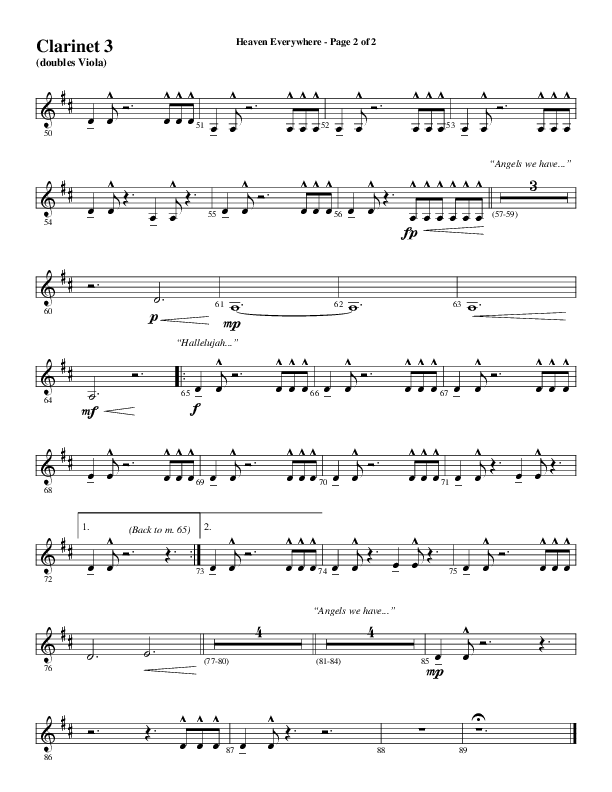 Heaven Everywhere (Choral Anthem SATB) Clarinet 3 (Word Music Choral / Arr. Cliff Duren)