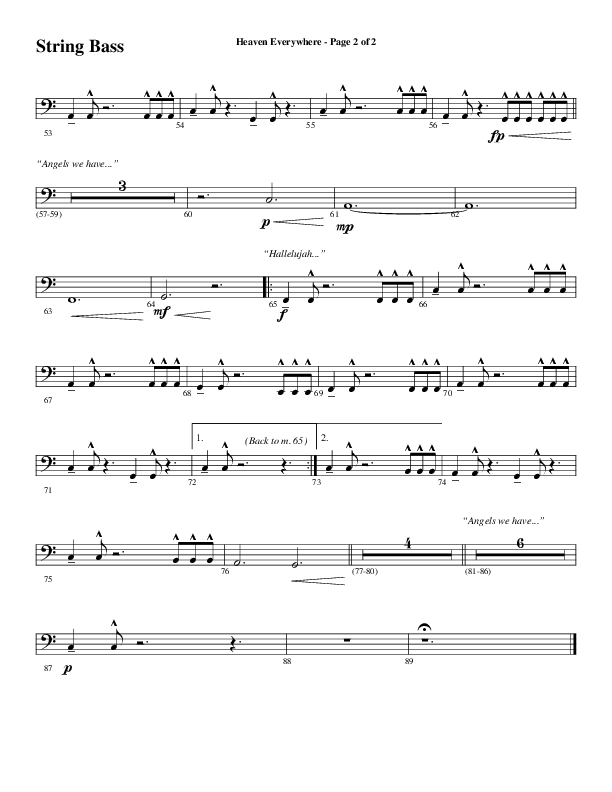 Heaven Everywhere (Choral Anthem SATB) Double Bass (Word Music Choral / Arr. Cliff Duren)