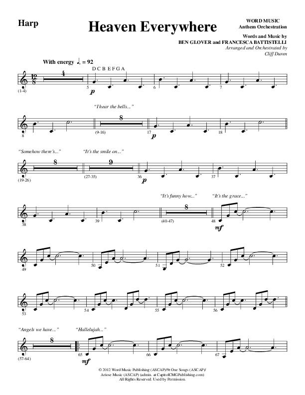Heaven Everywhere (Choral Anthem SATB) Harp (Word Music Choral / Arr. Cliff Duren)