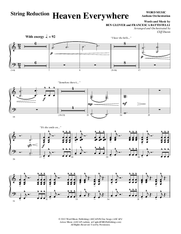 Heaven Everywhere (Choral Anthem SATB) String Reduction (Word Music Choral / Arr. Cliff Duren)