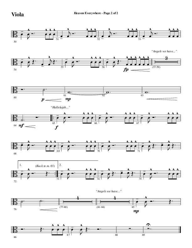 Heaven Everywhere (Choral Anthem SATB) Viola (Word Music Choral / Arr. Cliff Duren)