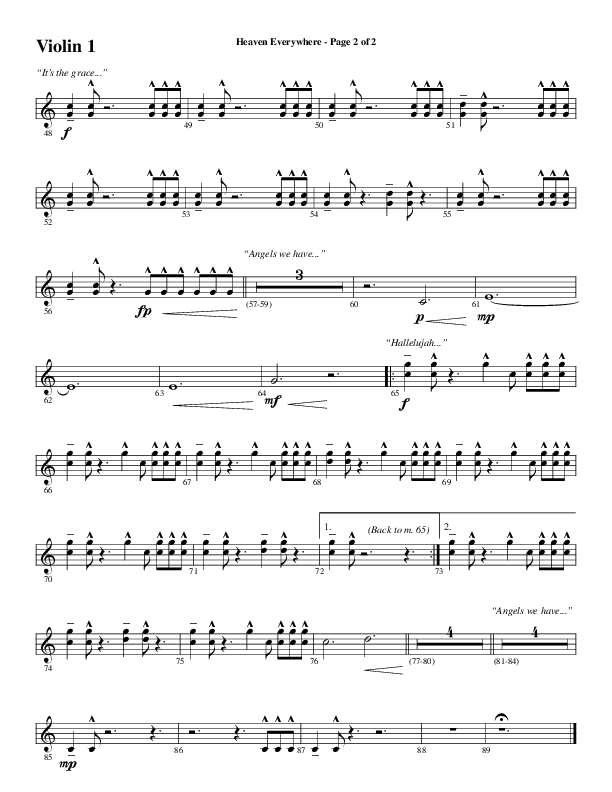 Heaven Everywhere (Choral Anthem SATB) Violin 1 (Word Music Choral / Arr. Cliff Duren)
