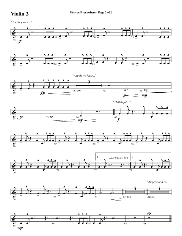 Heaven Everywhere (Choral Anthem SATB) Violin 2 (Word Music Choral / Arr. Cliff Duren)