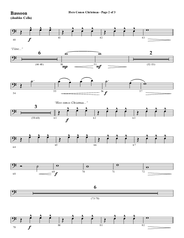 Here Comes Christmas (Choral Anthem SATB) Bassoon (Word Music Choral / Arr. David Wise / Arr. David Shipps)