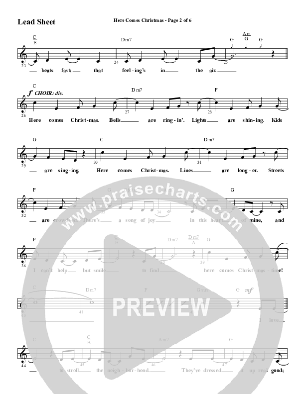 Here Comes Christmas (Choral Anthem SATB) Lead Sheet (Melody) (Word Music Choral / Arr. David Wise / Arr. David Shipps)