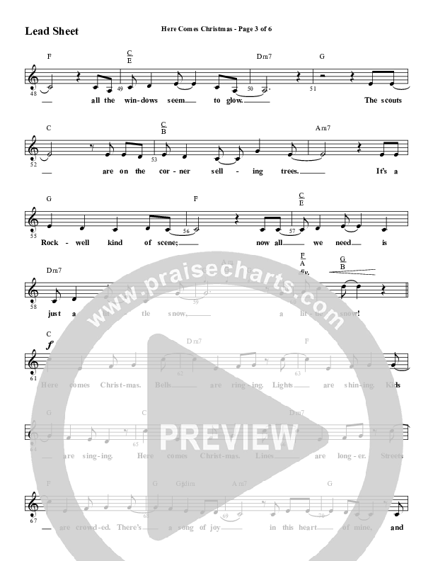 Here Comes Christmas (Choral Anthem SATB) Lead Sheet (Melody) (Word Music Choral / Arr. David Wise / Arr. David Shipps)