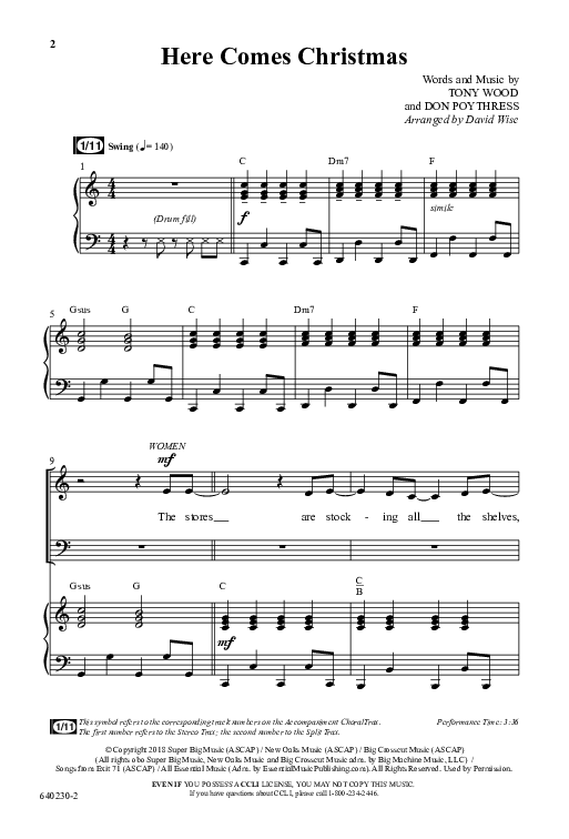 Here Comes Christmas (Choral Anthem SATB) Anthem (SATB/Piano) (Word Music Choral / Arr. David Wise / Arr. David Shipps)