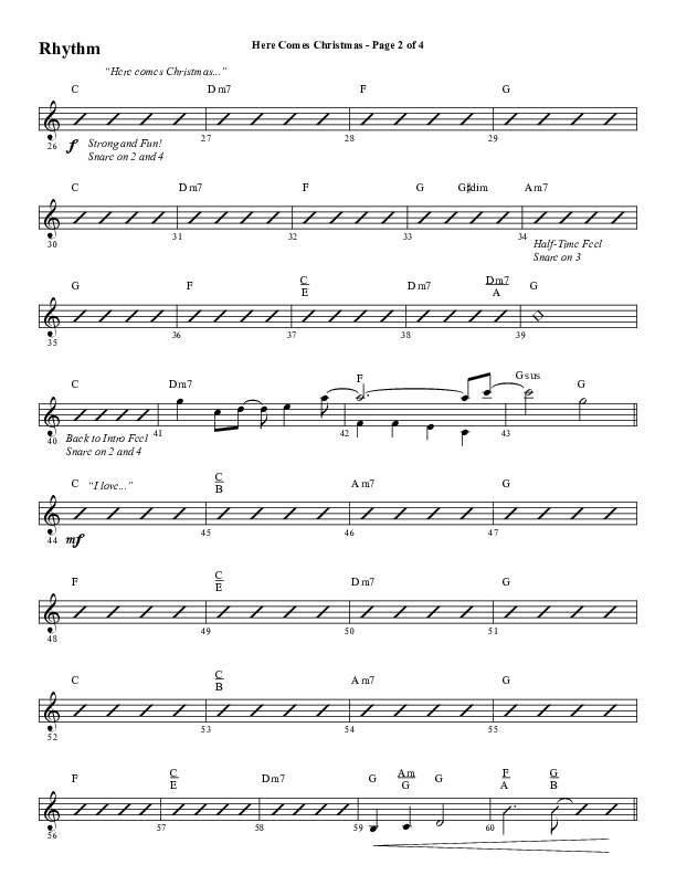 Here Comes Christmas (Choral Anthem SATB) Rhythm Chart (Word Music Choral / Arr. David Wise / Arr. David Shipps)