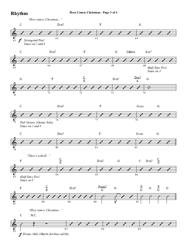 Here Comes Christmas (Choral Anthem SATB) Rhythm Chart (Word Music Choral / Arr. David Wise / Arr. David Shipps)