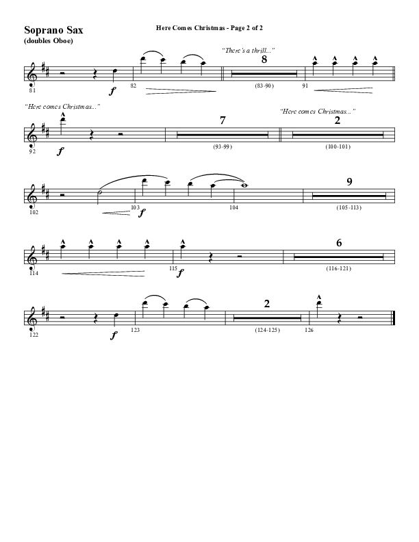 Here Comes Christmas (Choral Anthem SATB) Soprano Sax (Word Music Choral / Arr. David Wise / Arr. David Shipps)