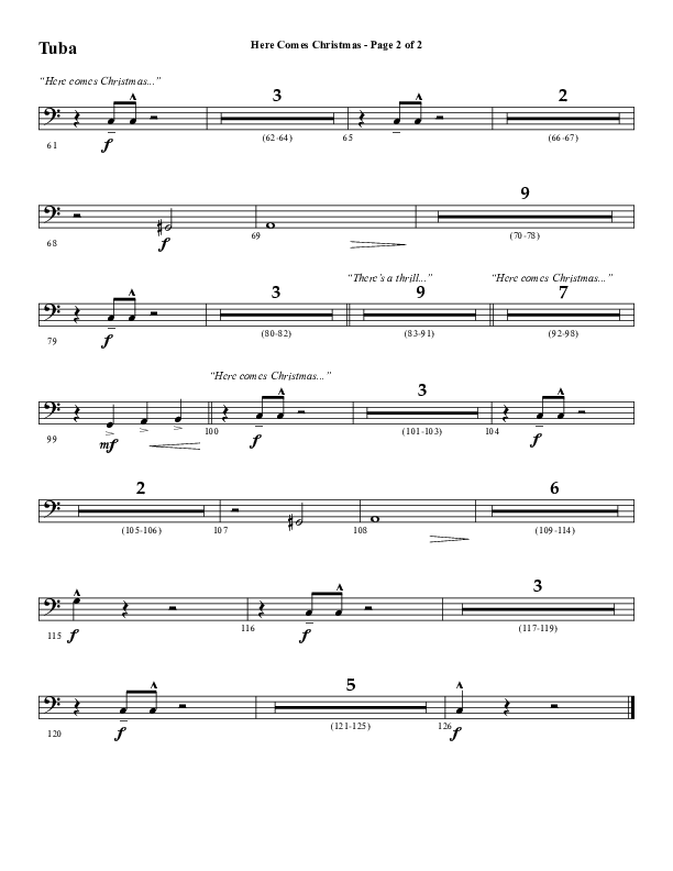Here Comes Christmas (Choral Anthem SATB) Tuba (Word Music Choral / Arr. David Wise / Arr. David Shipps)