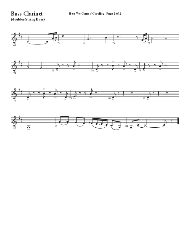 Here We Come A Caroling (Choral Anthem SATB) Bass Clarinet (Word Music Choral / Arr. Steve Mauldin)