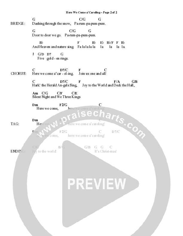 Here We Come A Caroling (Choral Anthem SATB) Chord Chart (Word Music Choral / Arr. Steve Mauldin)