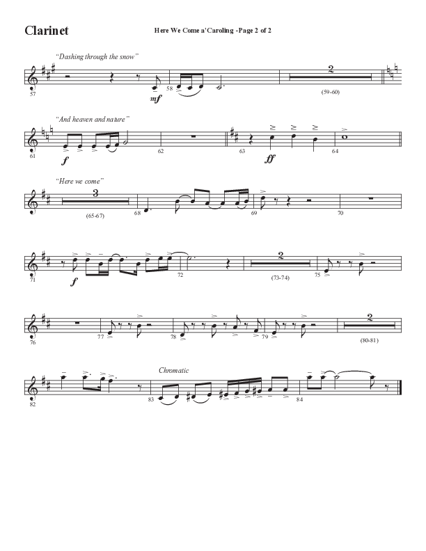Here We Come A Caroling (Choral Anthem SATB) Clarinet (Word Music Choral / Arr. Steve Mauldin)