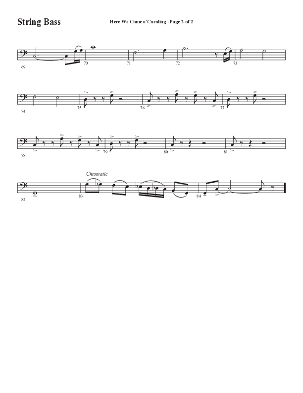Here We Come A Caroling (Choral Anthem SATB) Double Bass (Word Music Choral / Arr. Steve Mauldin)