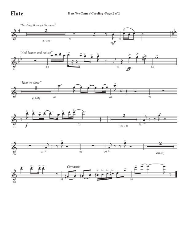 Here We Come A Caroling (Choral Anthem SATB) Flute (Word Music Choral / Arr. Steve Mauldin)