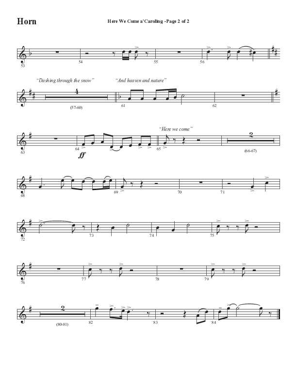 Here We Come A Caroling (Choral Anthem SATB) French Horn (Word Music Choral / Arr. Steve Mauldin)