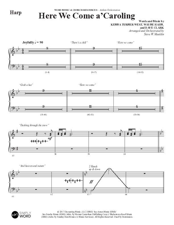 Here We Come A Caroling (Choral Anthem SATB) Harp (Word Music Choral / Arr. Steve Mauldin)
