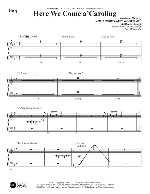 Here We Come A Caroling (Choral Anthem SATB) Harp (Word Music Choral / Arr. Steve Mauldin)