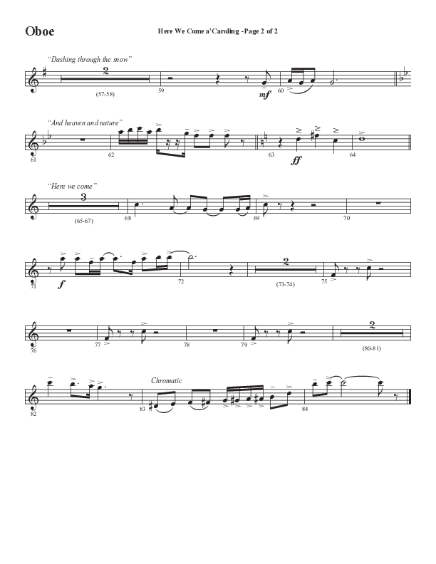Here We Come A Caroling (Choral Anthem SATB) Oboe (Word Music Choral / Arr. Steve Mauldin)