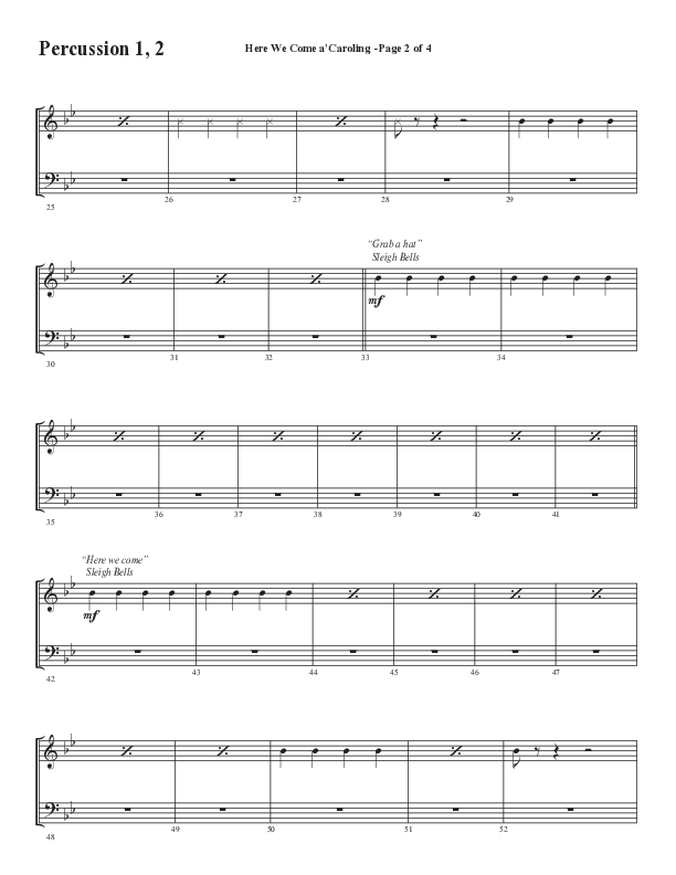 Here We Come A Caroling (Choral Anthem SATB) Percussion 1/2 (Word Music Choral / Arr. Steve Mauldin)
