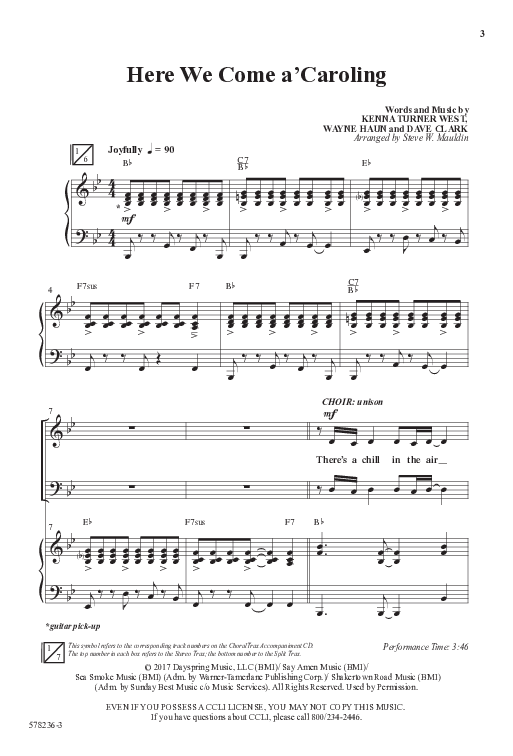 Here We Come A Caroling (Choral Anthem SATB) Anthem (SATB/Piano) (Word Music Choral / Arr. Steve Mauldin)