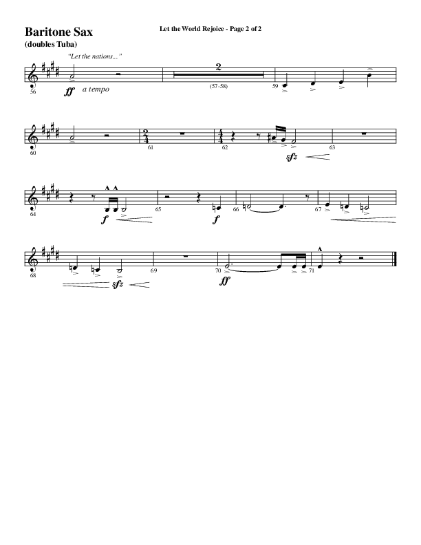 Let The World Rejoice (Choral Anthem SATB) Bari Sax (Word Music Choral / Arr. Cliff Duren)