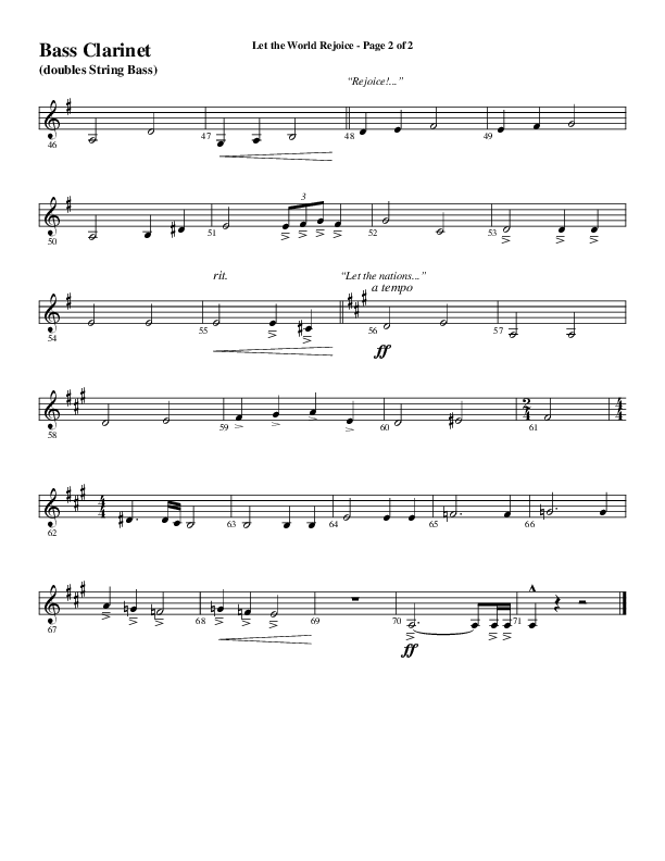 Let The World Rejoice (Choral Anthem SATB) Bass Clarinet (Word Music Choral / Arr. Cliff Duren)