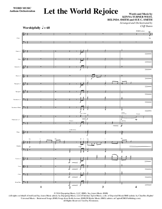 Let The World Rejoice (Choral Anthem SATB) Orchestration (Word Music Choral / Arr. Cliff Duren)