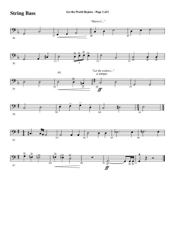 Let The World Rejoice (Choral Anthem SATB) Double Bass (Word Music Choral / Arr. Cliff Duren)