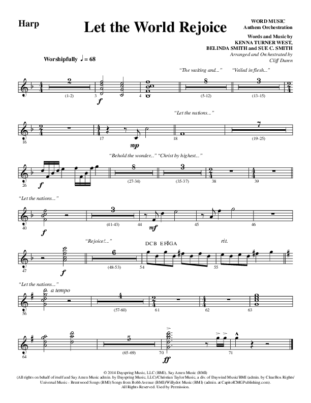 Let The World Rejoice (Choral Anthem SATB) Harp (Word Music Choral / Arr. Cliff Duren)