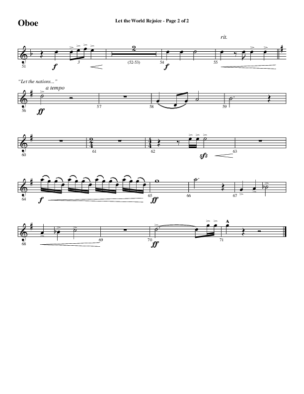 Let The World Rejoice (Choral Anthem SATB) Oboe (Word Music Choral / Arr. Cliff Duren)