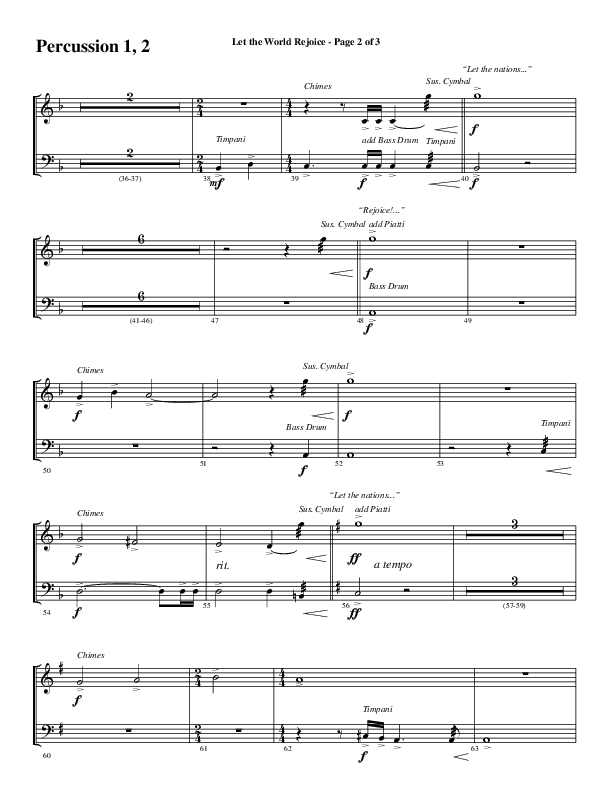 Let The World Rejoice (Choral Anthem SATB) Percussion 1/2 (Word Music Choral / Arr. Cliff Duren)