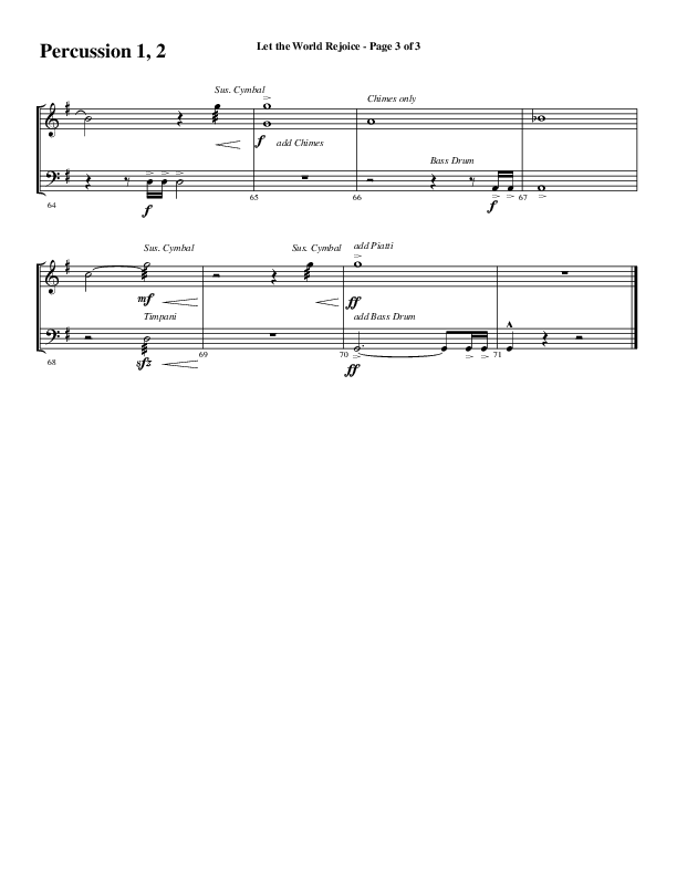 Let The World Rejoice (Choral Anthem SATB) Percussion 1/2 (Word Music Choral / Arr. Cliff Duren)