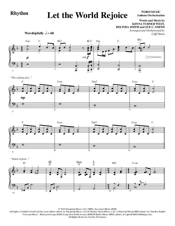 Let The World Rejoice (Choral Anthem SATB) Rhythm Chart (Word Music Choral / Arr. Cliff Duren)