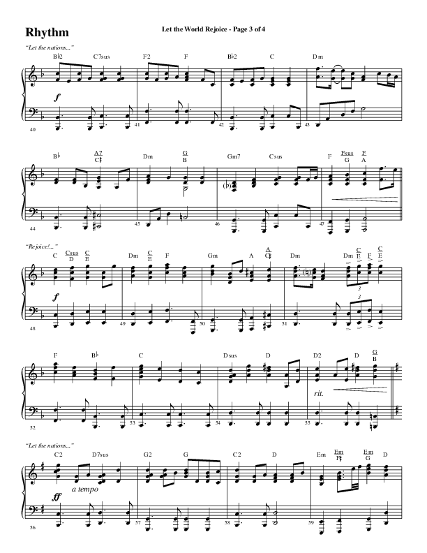 Let The World Rejoice (Choral Anthem SATB) Rhythm Chart (Word Music Choral / Arr. Cliff Duren)
