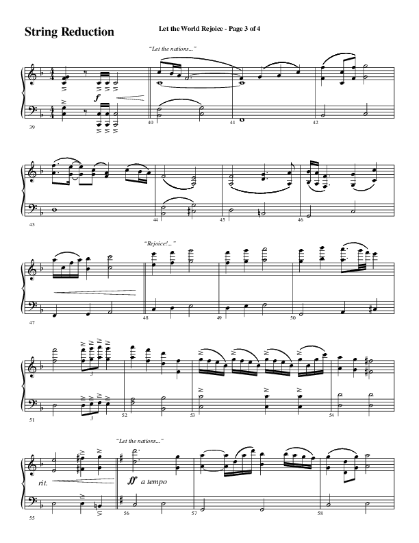 Let The World Rejoice (Choral Anthem SATB) String Reduction (Word Music Choral / Arr. Cliff Duren)