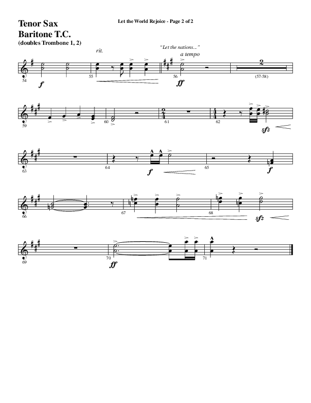 Let The World Rejoice (Choral Anthem SATB) Tenor Sax/Baritone T.C. (Word Music Choral / Arr. Cliff Duren)