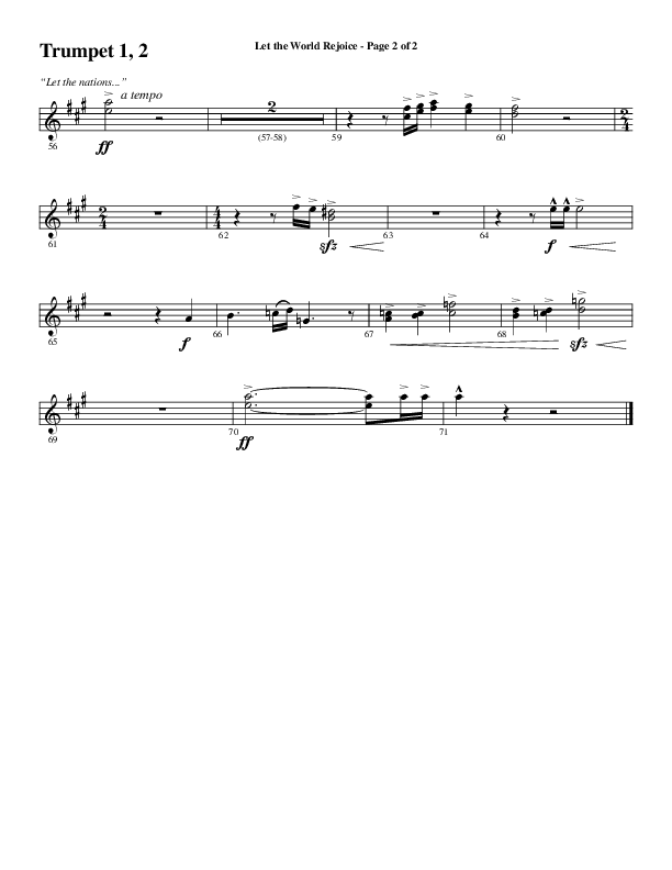 Let The World Rejoice (Choral Anthem SATB) Trumpet 1,2 (Word Music Choral / Arr. Cliff Duren)