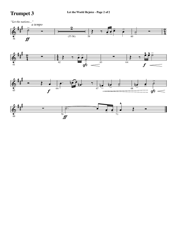 Let The World Rejoice (Choral Anthem SATB) Trumpet 3 (Word Music Choral / Arr. Cliff Duren)