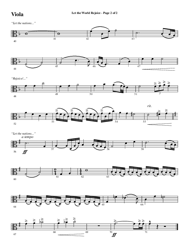 Let The World Rejoice (Choral Anthem SATB) Viola (Word Music Choral / Arr. Cliff Duren)