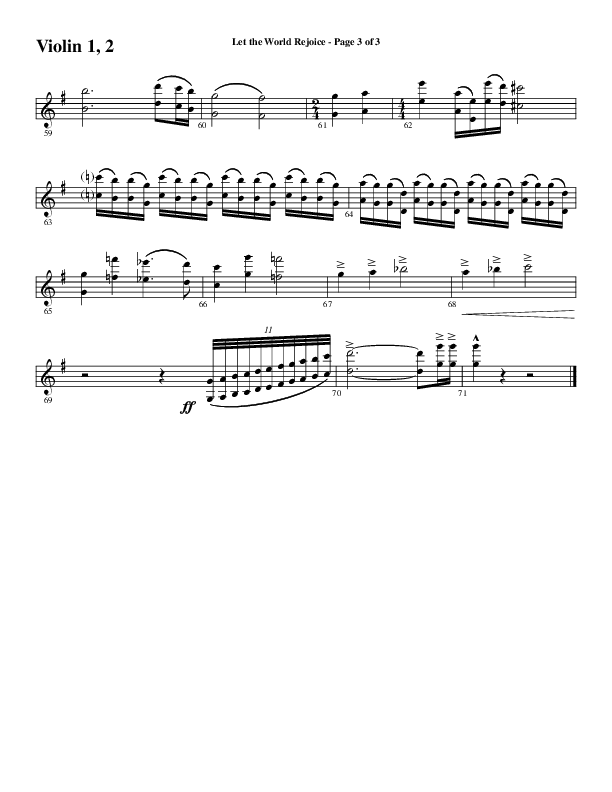 Let The World Rejoice (Choral Anthem SATB) Violin 1/2 (Word Music Choral / Arr. Cliff Duren)