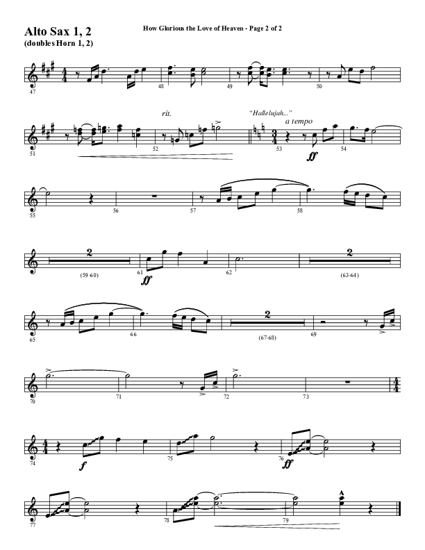 How Glorious The Love Of Heaven (Choral Anthem SATB) Alto Sax 1/2 (Word Music Choral / Arr. Jay Rouse)