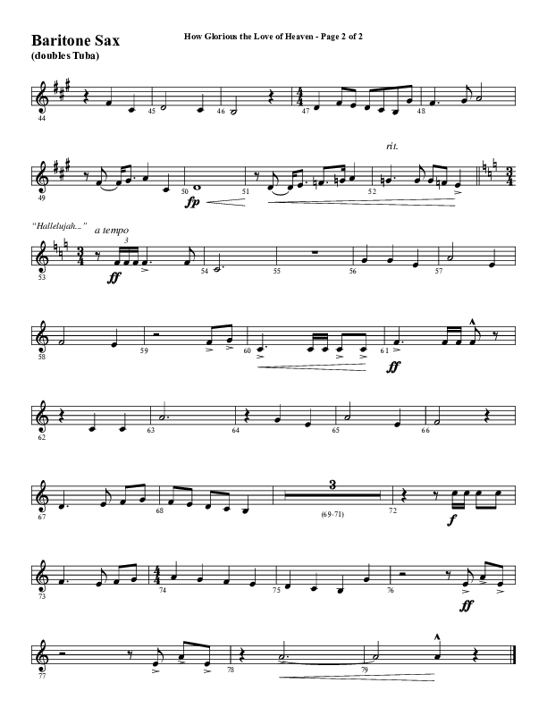 How Glorious The Love Of Heaven (Choral Anthem SATB) Bari Sax (Word Music Choral / Arr. Jay Rouse)