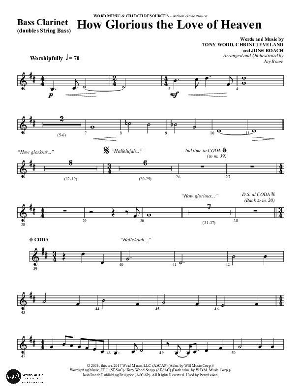 How Glorious The Love Of Heaven (Choral Anthem SATB) Bass Clarinet (Word Music Choral / Arr. Jay Rouse)